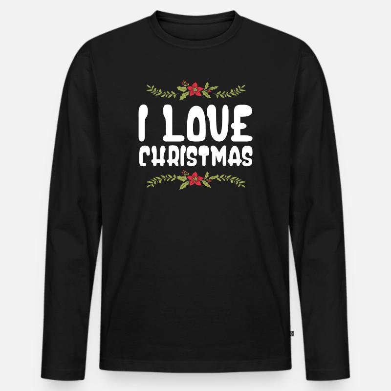 Ich Liebe Weihnachten - Männer Premium Bio Langarmshirt - Schwarz
