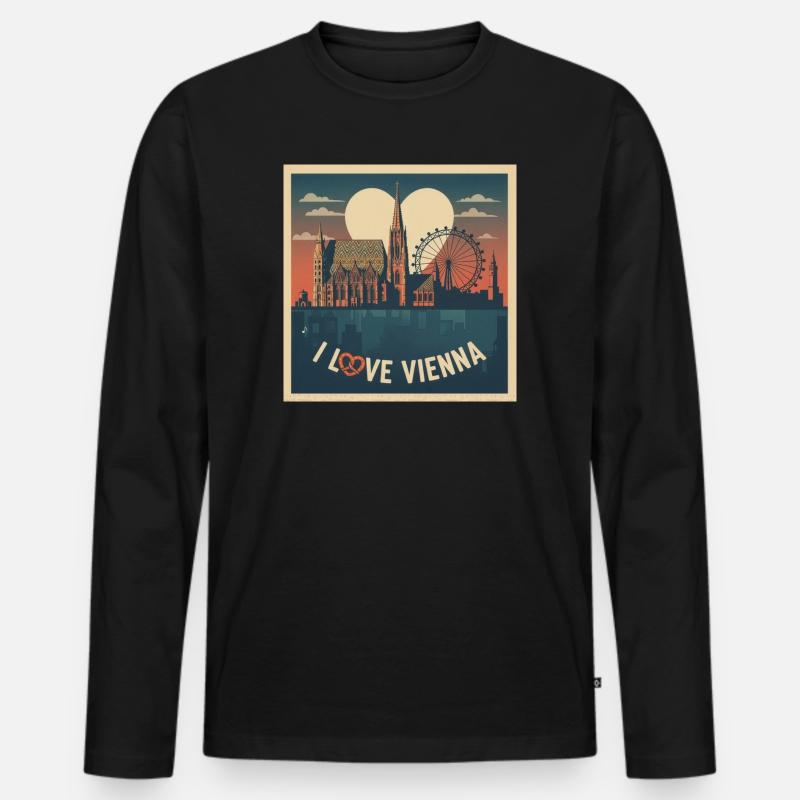 Vienna Love Stephansdom - Männer Premium Bio Langarmshirt - Schwarz
