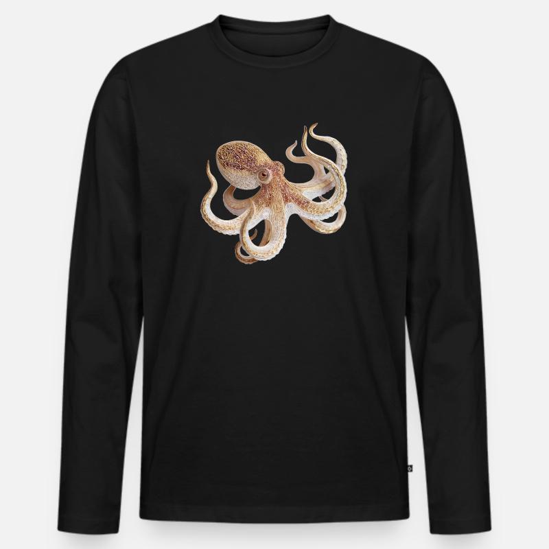 Oktopus Netzmuster – Maritimer Stil - Männer Premium Bio Langarmshirt - Schwarz