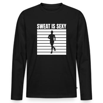 Marathon Runner Sweat Is Sexy Running - Men's Premium Organic Long Sleeve Shirt - black - Front - Nico (187cm)