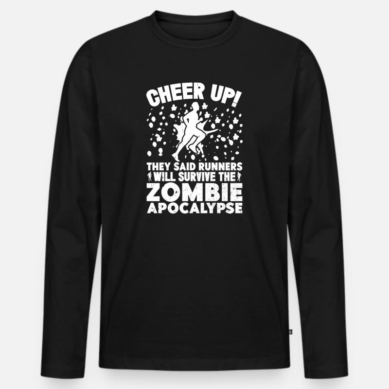 Marathon Runners Survive The Apocalypse - Männer Premium Bio Langarmshirt - Schwarz