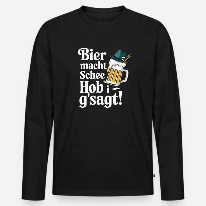 Bier macht Schee Hob i g'sagt! - Männer Premium Bio Langarmshirt - Schwarz