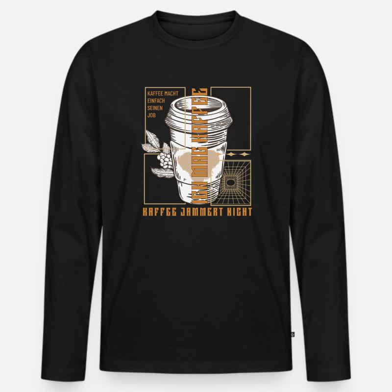 Kaffee Macht Einfach Seinen Job Retro - Männer Premium Bio Langarmshirt - Schwarz