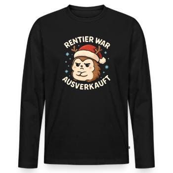 Weihnachten Spruch Humor Igel Lustig Rentier - Männer Premium Bio Langarmshirt - Schwarz - Vorne - Nico (187cm)