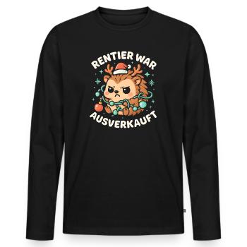 Weihnachten Spruch Humor Igel Lustig Rentier - Männer Premium Bio Langarmshirt - Schwarz - Vorne - Nico (187cm)