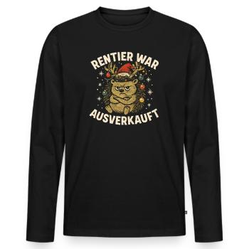 Weihnachten Spruch Humor Igel Lustig Rentier - Männer Premium Bio Langarmshirt - Schwarz - Vorne - Nico (187cm)