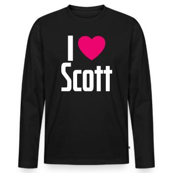 I Love Scott Pinkes Herz Ich liebe Scott - Männer Premium Bio Langarmshirt - Schwarz - Vorne - Nico (187cm)