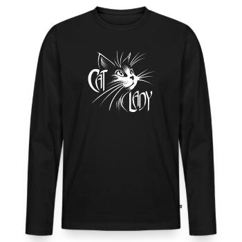Cat Lady Cat Cats - Men's Premium Organic Long Sleeve Shirt - black - Front - Nico (187cm)