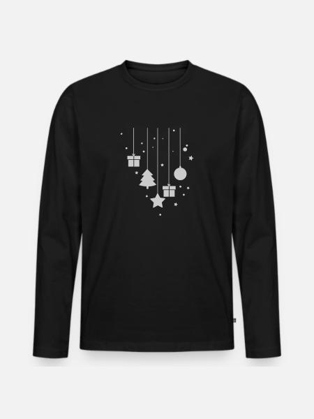 Weihnachtsbaumschmuck Frohe weihnachten Christbaum - Männer Premium Bio Langarmshirt - Schwarz