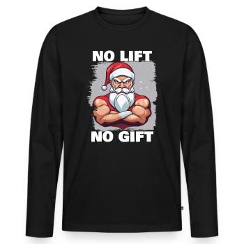 Santa Claus Bodybuilder No Lift No Gift - Men's Premium Organic Long Sleeve Shirt - black - Front - Nico (187cm)