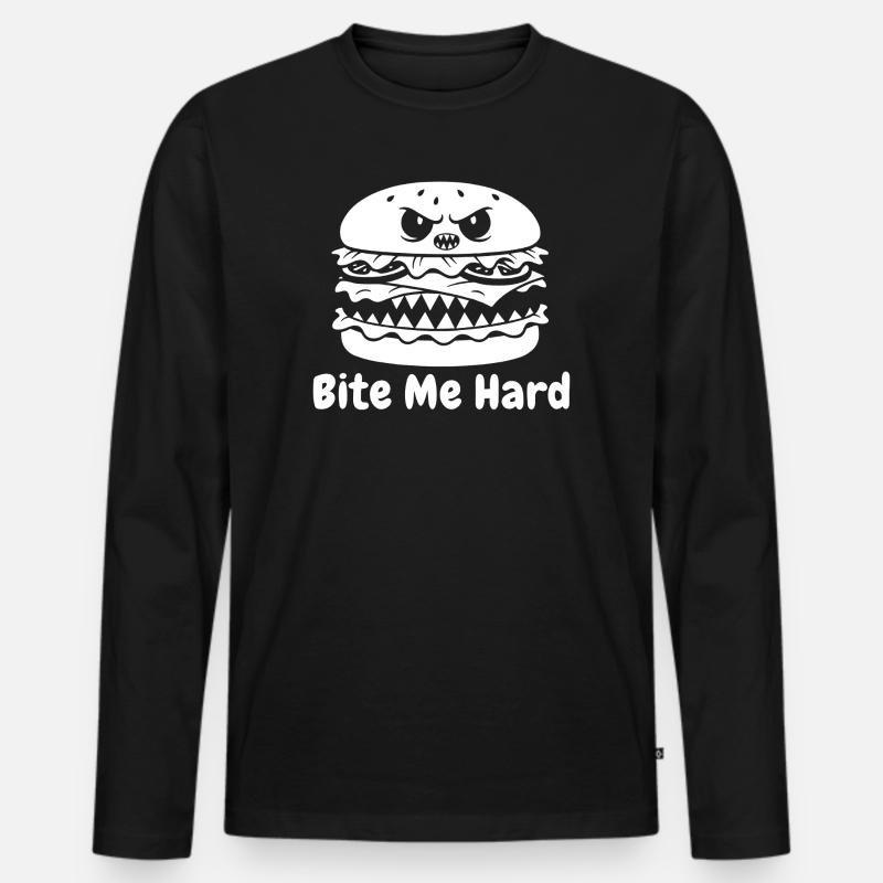 Wütender Hamburger Bite Design - Männer Premium Bio Langarmshirt - Schwarz