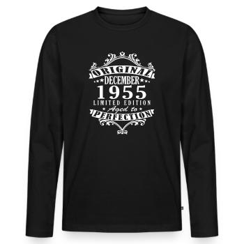 Né en décembre 1955 Cadeau d’anniversaire 1955 - T-shirt manches longues Premium bio Homme - noir - Devant - Nico (187cm)