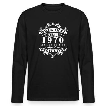 1970 Décembre 1970 Jubilé Décembre 1970 - T-shirt manches longues Premium bio Homme - noir - Devant - Nico (187cm)