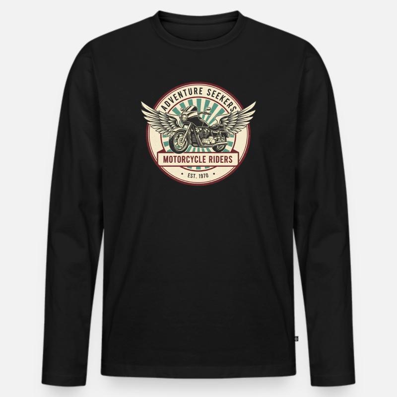 Abenteuer Motorradfahrer Motorrad - Männer Premium Bio Langarmshirt - Schwarz