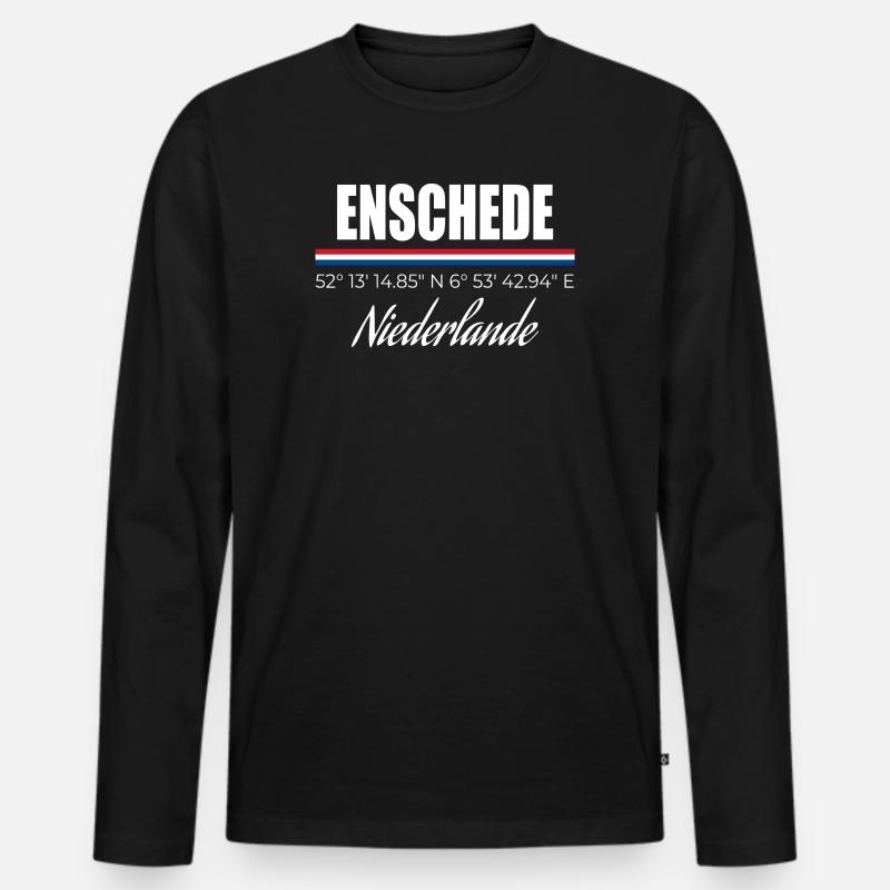 Enschede - Männer Premium Bio Langarmshirt - Schwarz