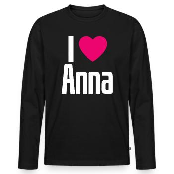 J’aime Anna Coeur Rose J’aime Anna - T-shirt manches longues Premium bio Homme - noir - Devant - Nico (187cm)