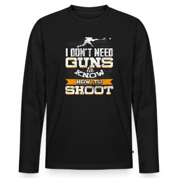 crosse humour Je sais tirer sans armes - T-shirt manches longues Premium bio Homme - noir - Devant - Nico (187cm)