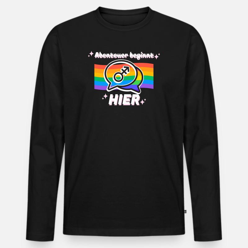 Abenteuer beginnt hier Pride Symbol - Männer Premium Bio Langarmshirt - Schwarz