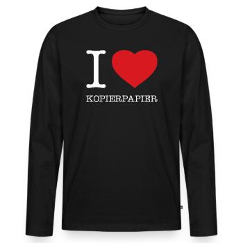 J’adore le papier de copie - T-shirt manches longues Premium bio Homme - noir - Devant - Nico (187cm)