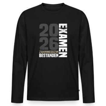 Zahnmedizin Examen 2026 - Männer Premium Bio Langarmshirt - Schwarz - Vorne - Nico (187cm)