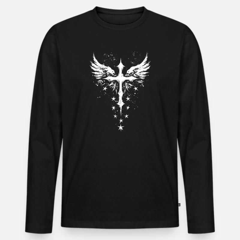 Gothic Goth kreuz - Männer Premium Bio Langarmshirt - Schwarz