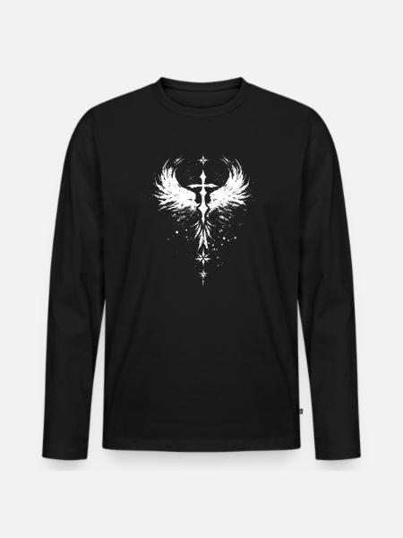 Goth Cross with Angel Wings Gothic - Men's Premium Organic Long Sleeve Shirt - black