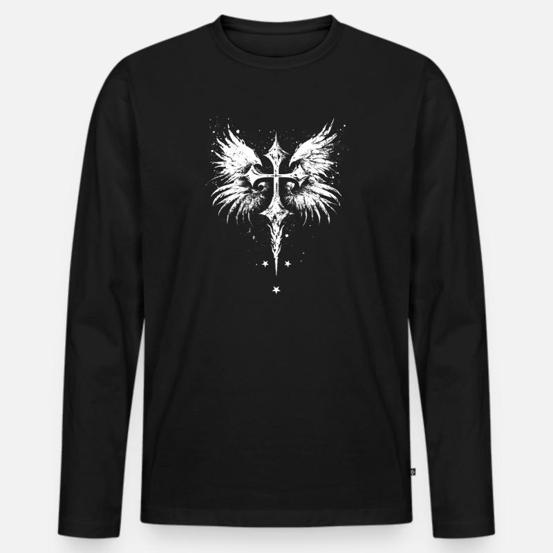 Cross Goth Gothic Emo - Men's Premium Organic Long Sleeve Shirt - black