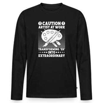 Drôle Art Peintre Prudence Artiste Au Travail Dessin - T-shirt manches longues Premium bio Homme - noir - Devant - Nico (187cm)