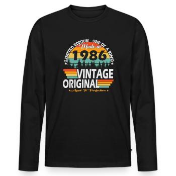 1986 Vintage Retro Birthday Gift - Men's Premium Organic Long Sleeve Shirt - black - Front - Nico (187cm)