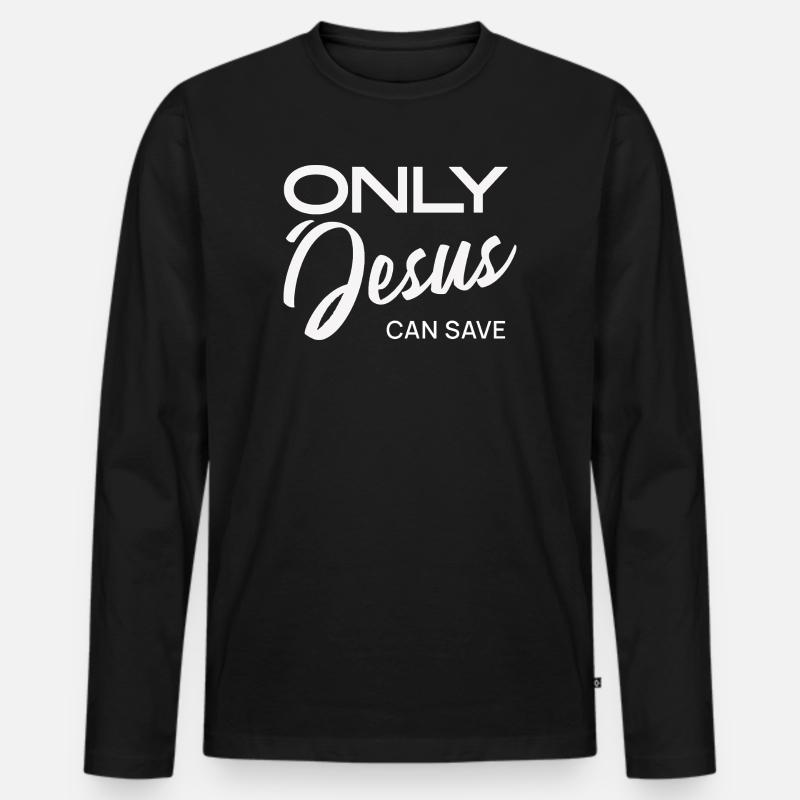 Nur Jesus kann retten - Männer Premium Bio Langarmshirt - Schwarz