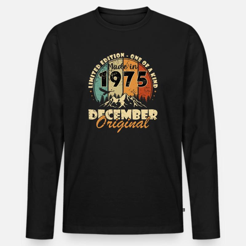 Dezember 1975 Jubiläum 1975 Dezember - Männer Premium Bio Langarmshirt - Schwarz
