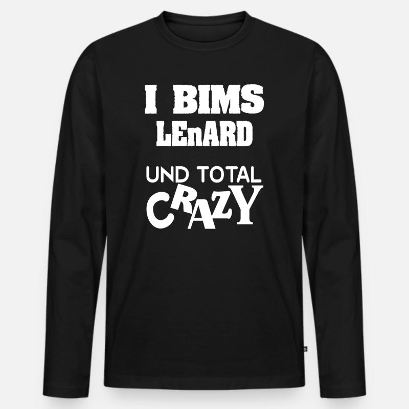 Vorname Lenard - Männer Premium Bio Langarmshirt - Schwarz