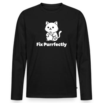 Cat Workshop Purrfectly - Men's Premium Organic Long Sleeve Shirt - black - Front - Nico (187cm)