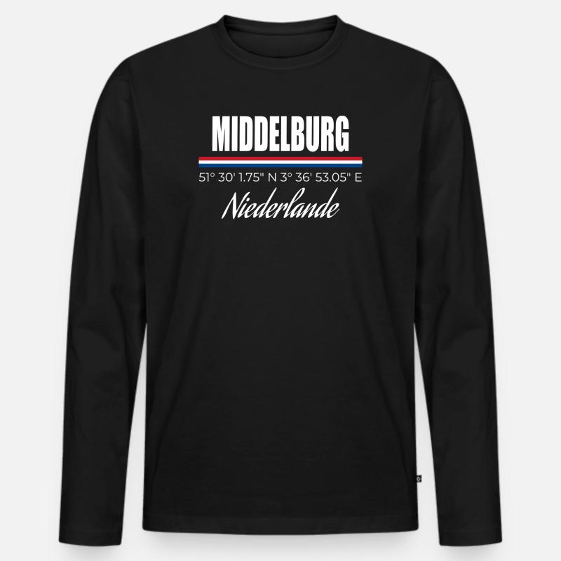 Middelburg - Männer Premium Bio Langarmshirt - Schwarz