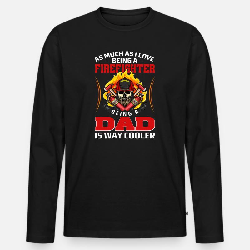 Feuerwehr Papa - Männer Premium Bio Langarmshirt - Schwarz