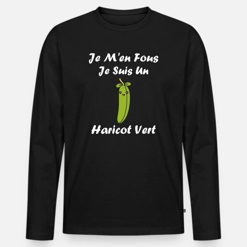 Französische Bohne - Männer Premium Bio Langarmshirt - Schwarz