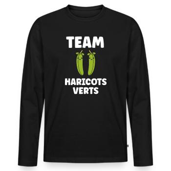 haricot vert - T-shirt manches longues Premium bio Homme - noir - Devant - Nico (187cm)