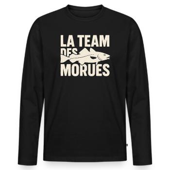 La Team Des Morues - T-shirt manches longues Premium bio Homme - noir - Devant - Nico (187cm)