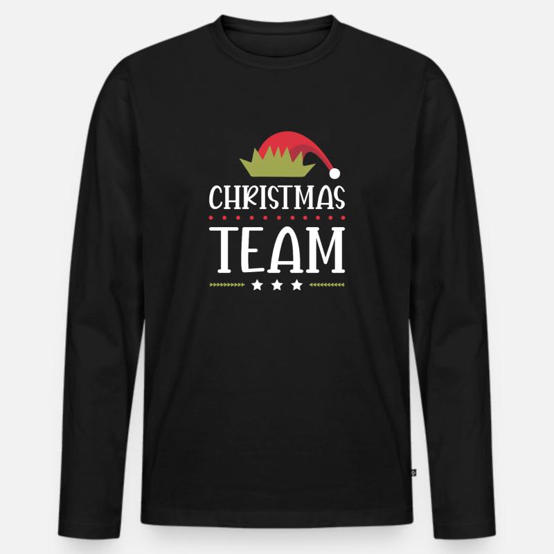 Weihnachten Team Christmas - Männer Premium Bio Langarmshirt - Schwarz