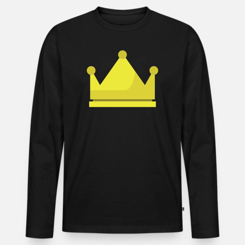 Krone - Männer Premium Bio Langarmshirt - Schwarz