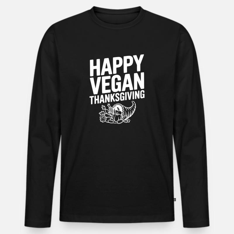 Frohes veganes Thanksgiving - Männer Premium Bio Langarmshirt - Schwarz