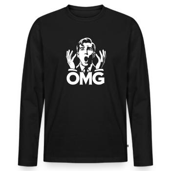 OMG Ausdruck Pop Art - Männer Premium Bio Langarmshirt - Schwarz - Vorne - Nico (187cm)