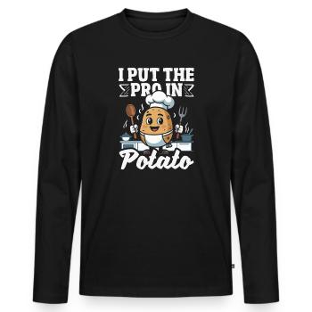 Taters Over Haters Kartoffel - Männer Premium Bio Langarmshirt - Schwarz - Vorne - Nico (187cm)
