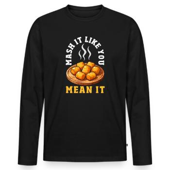 Taters Over Haters Kartoffel - Männer Premium Bio Langarmshirt - Schwarz - Vorne - Nico (187cm)