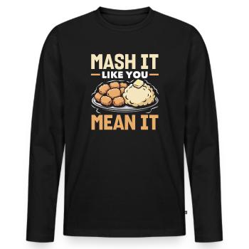 Taters Over Haters Kartoffel - Männer Premium Bio Langarmshirt - Schwarz - Vorne - Nico (187cm)