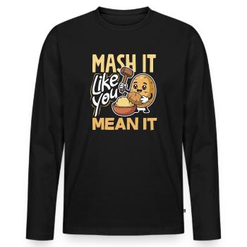 Taters Over Haters Kartoffel - Männer Premium Bio Langarmshirt - Schwarz - Vorne - Nico (187cm)