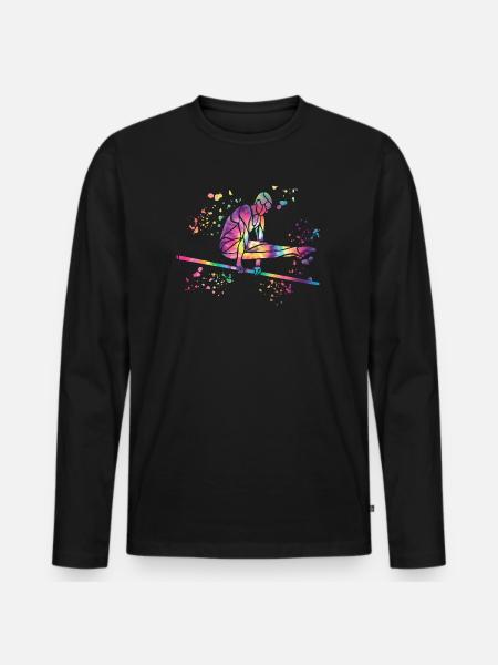 Turnerin Reck Kunstturnen - Männer Premium Bio Langarmshirt - Schwarz