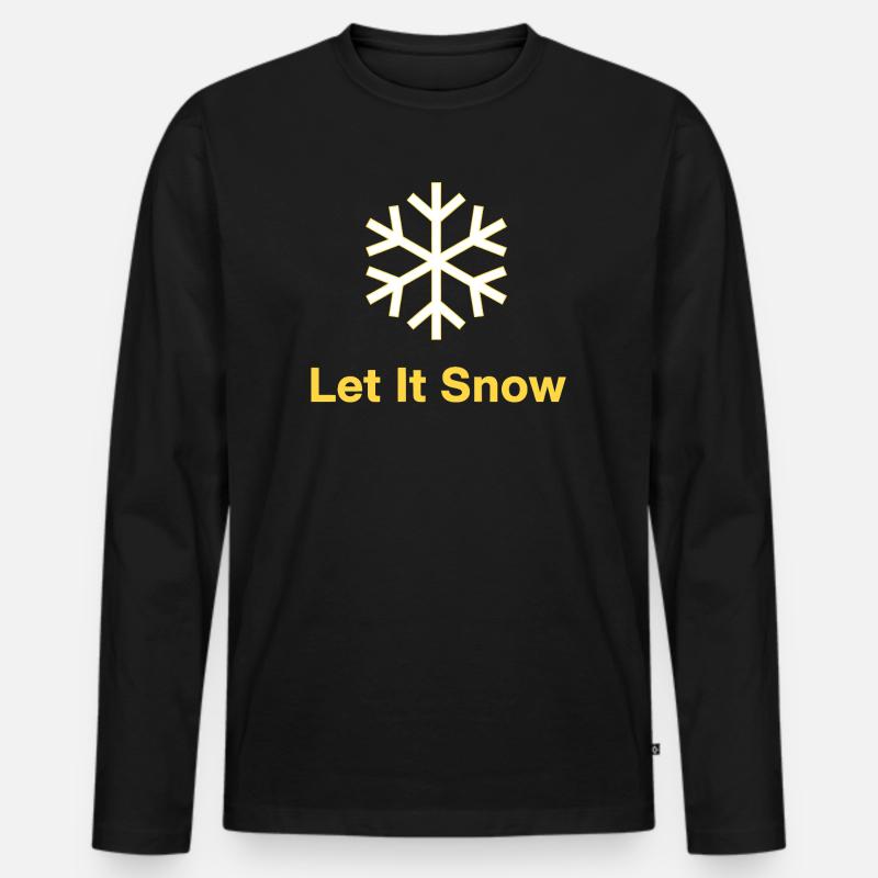 Goldene Schneeflocke - Let It Snow - Männer Premium Bio Langarmshirt - Schwarz