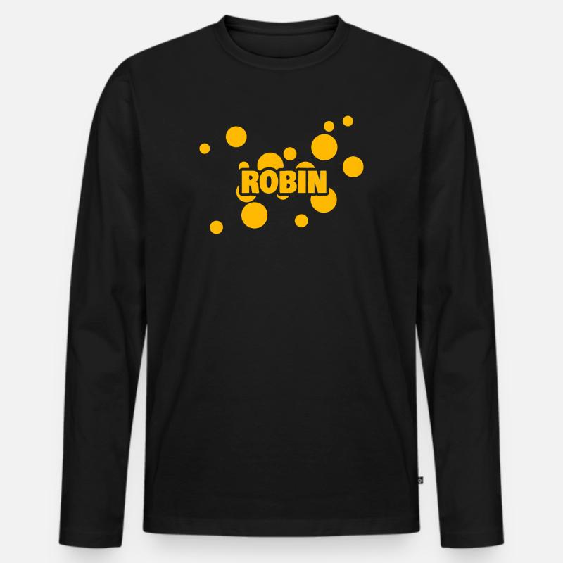 Robin als Robin - Männer Premium Bio Langarmshirt - Schwarz