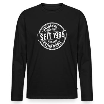Seit 1985 Original Stempellook - Männer Premium Bio Langarmshirt - Schwarz - Vorne - Nico (187cm)